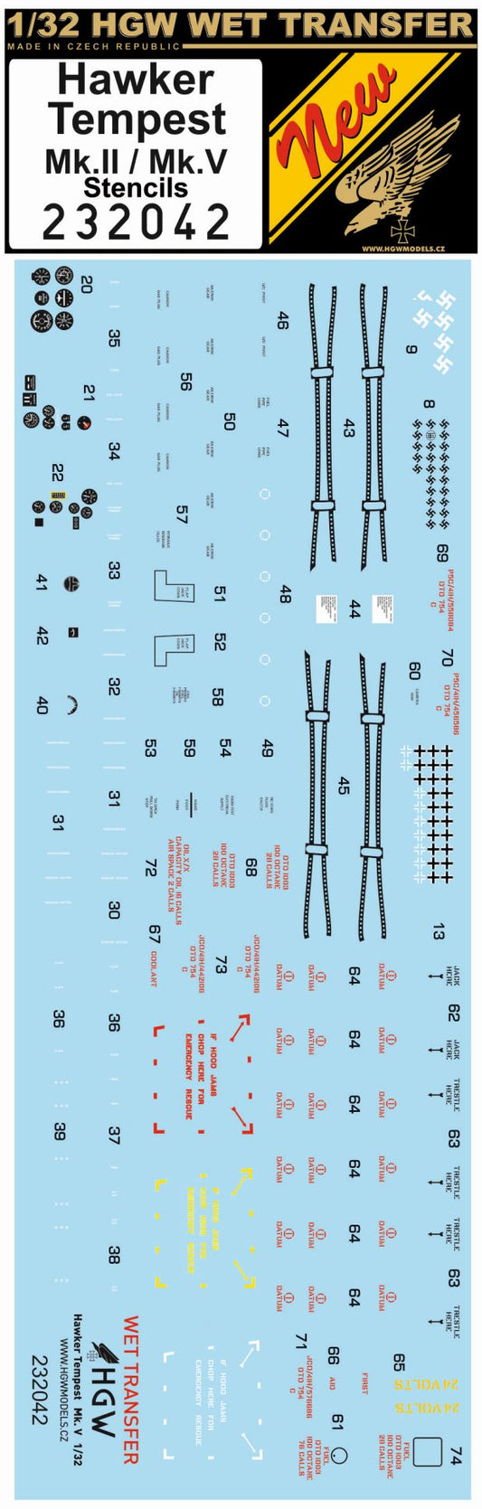 HGW 232042 1:32 Hawker Tempest Mk.II / Mk.V - Stencils