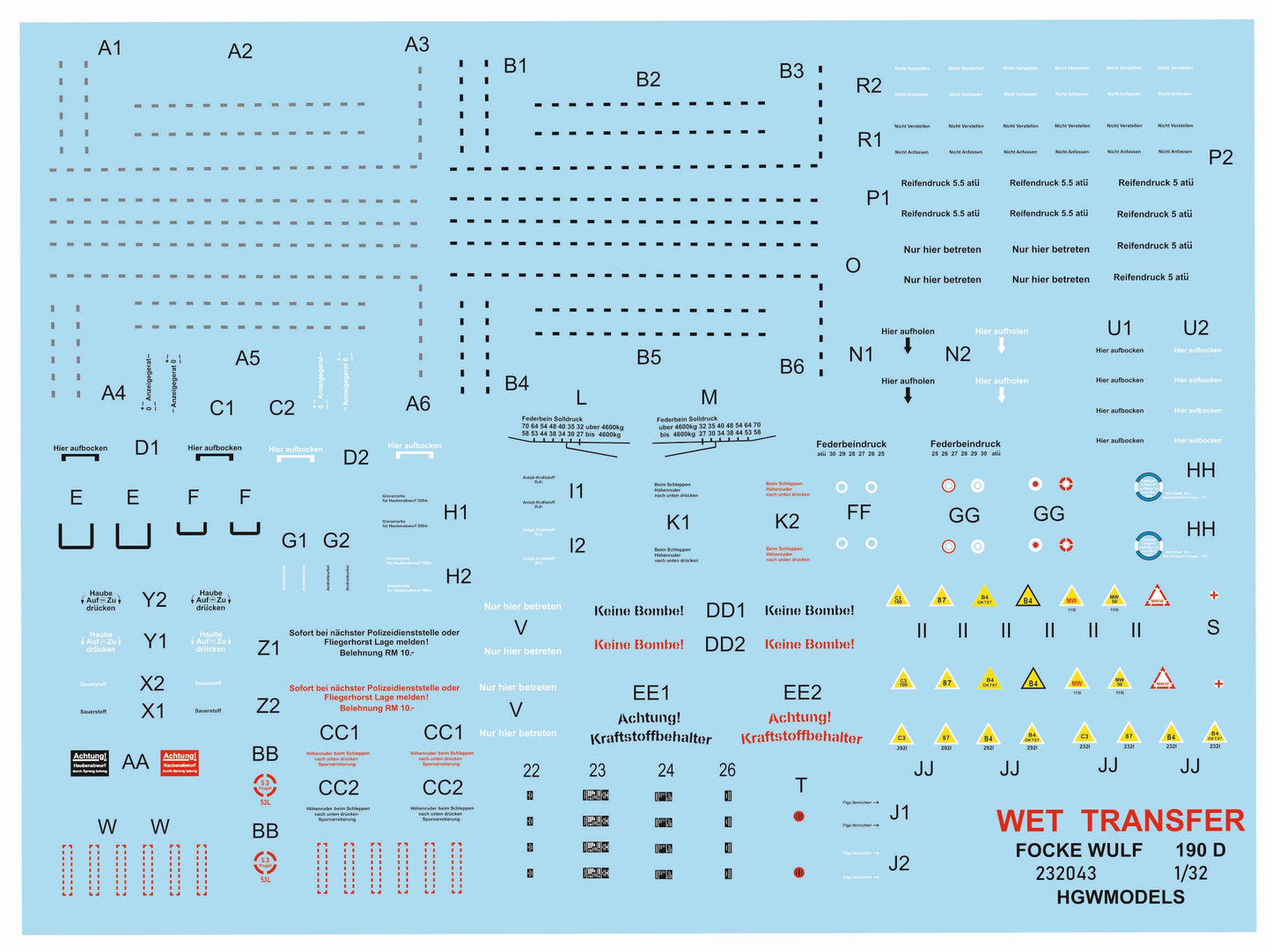 HGW 232043 1:32 Focke-Wulf Fw-190D-9 - Stencils