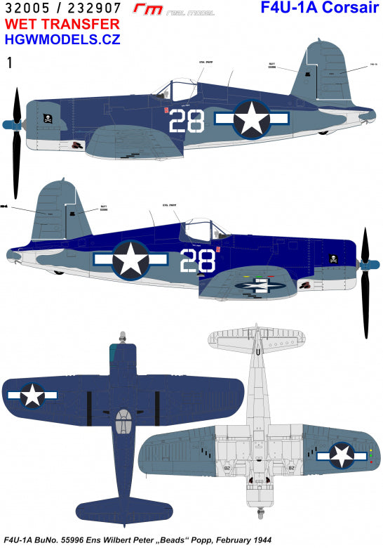 HGW 232907 1:32 Vought F4U-1A Corsair VF-17 'Jolly Rogers' - Part 3