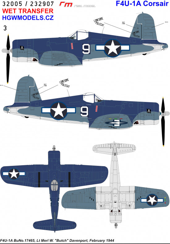 HGW 232907 1:32 Vought F4U-1A Corsair VF-17 'Jolly Rogers' - Part 3