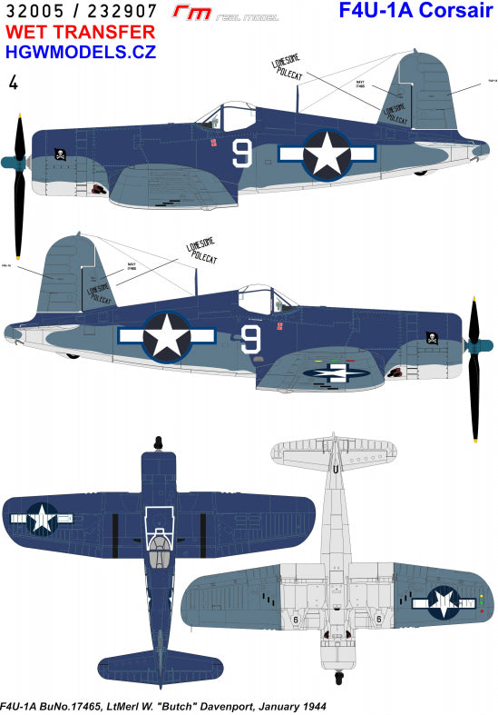 HGW 232907 1:32 Vought F4U-1A Corsair VF-17 'Jolly Rogers' - Part 3