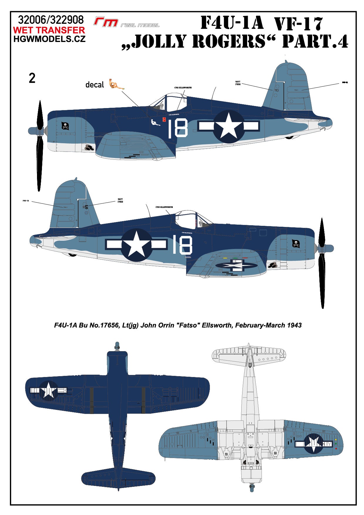 HGW 232908 1:32 Vought F4U-1A Corsair VF-17 'Jolly Rogers' Part 4