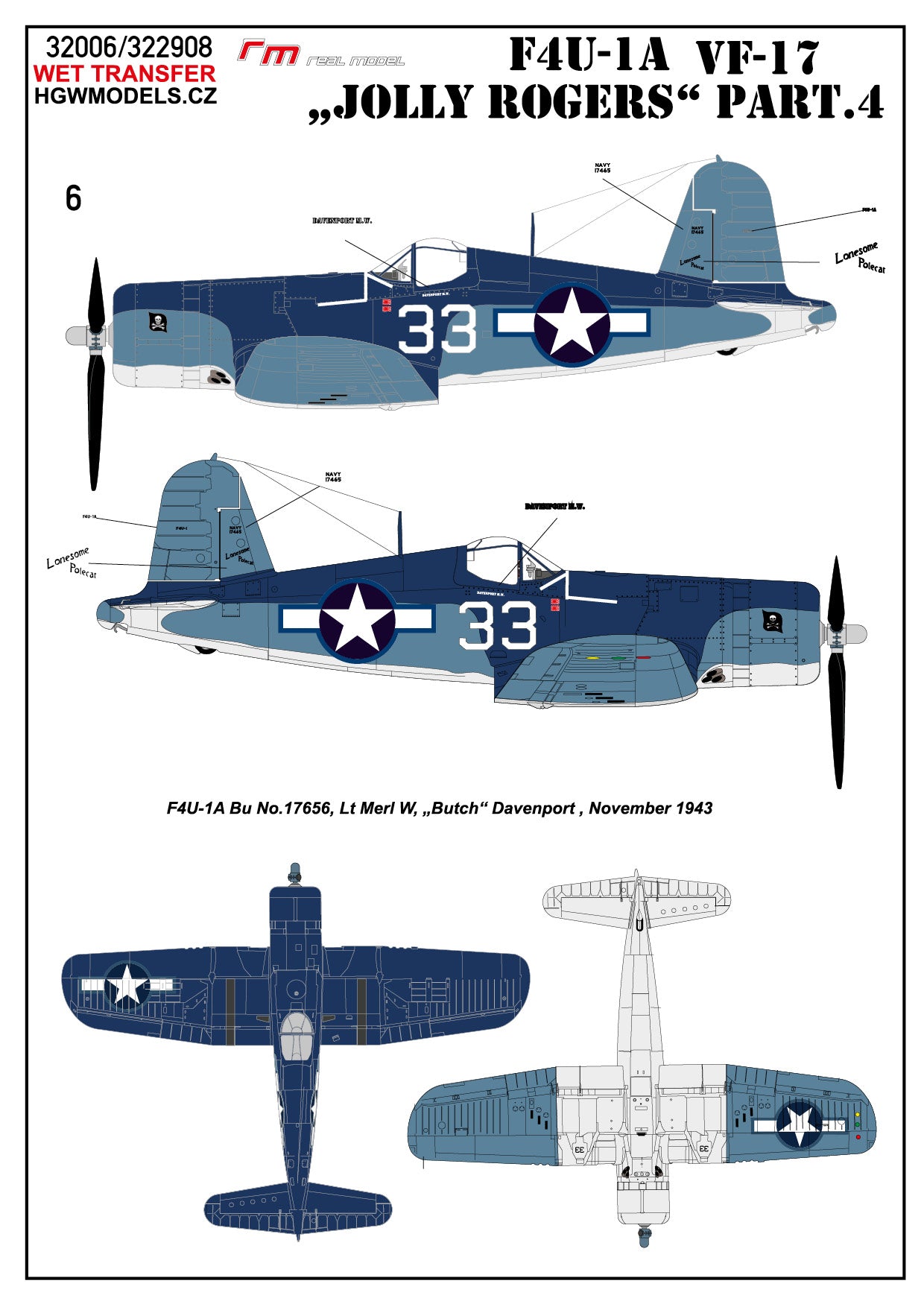 HGW 232908 1:32 Vought F4U-1A Corsair VF-17 'Jolly Rogers' Part 4