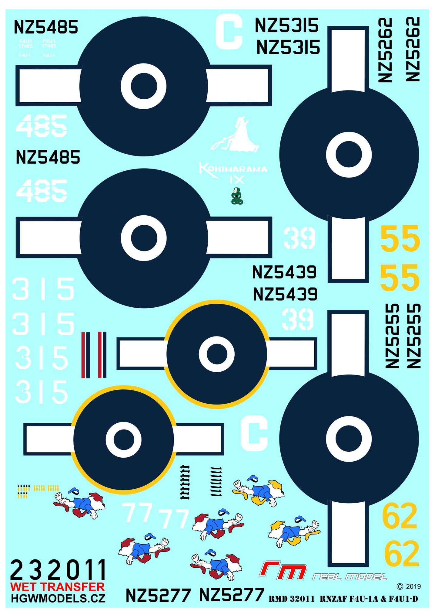 HGW 232911 1:32 RNZAF Vought F4U-1A / F4U-1D Corsair - Markings