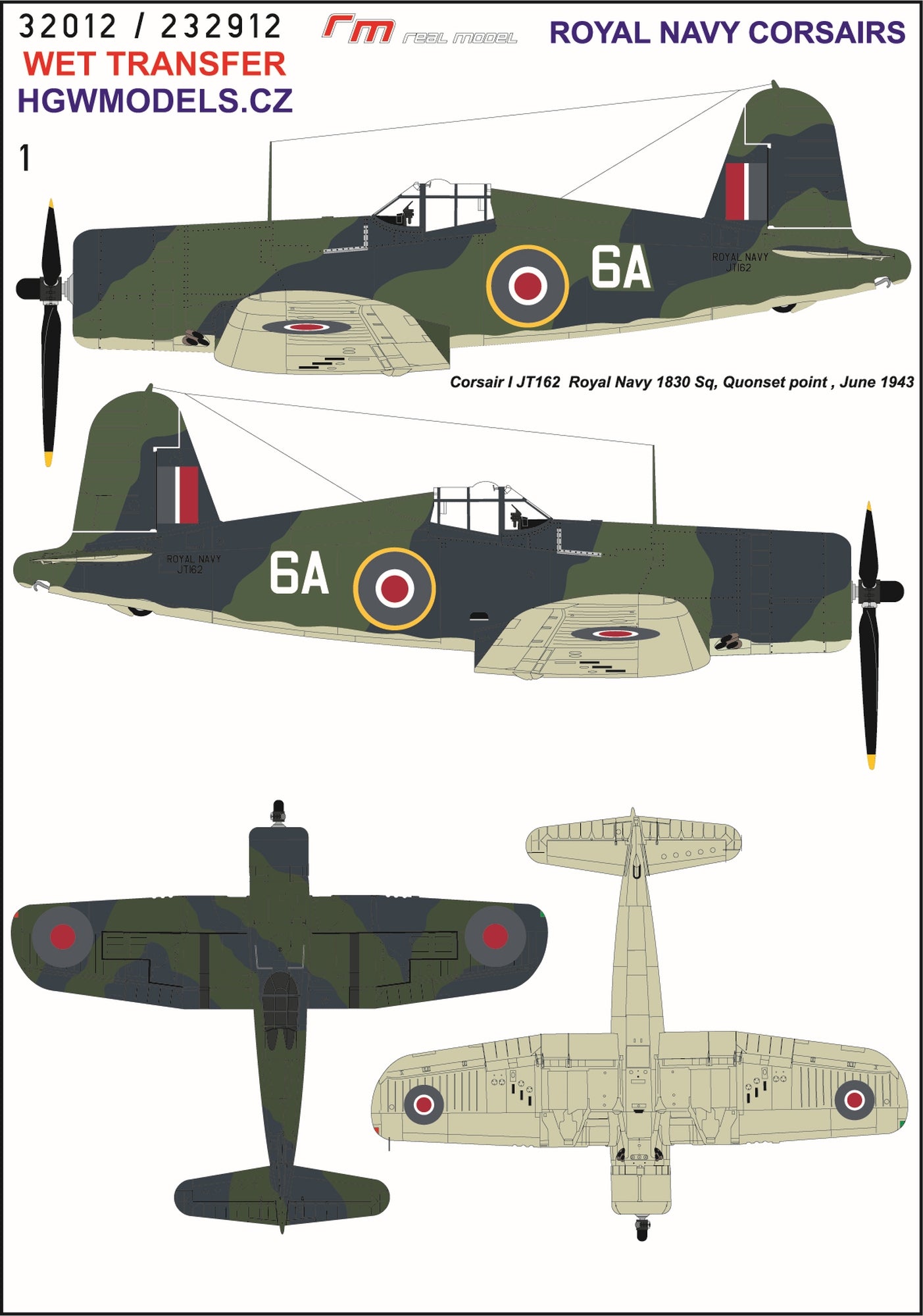 HGW 232912 1:32 Royal Navy Corsairs - Markings