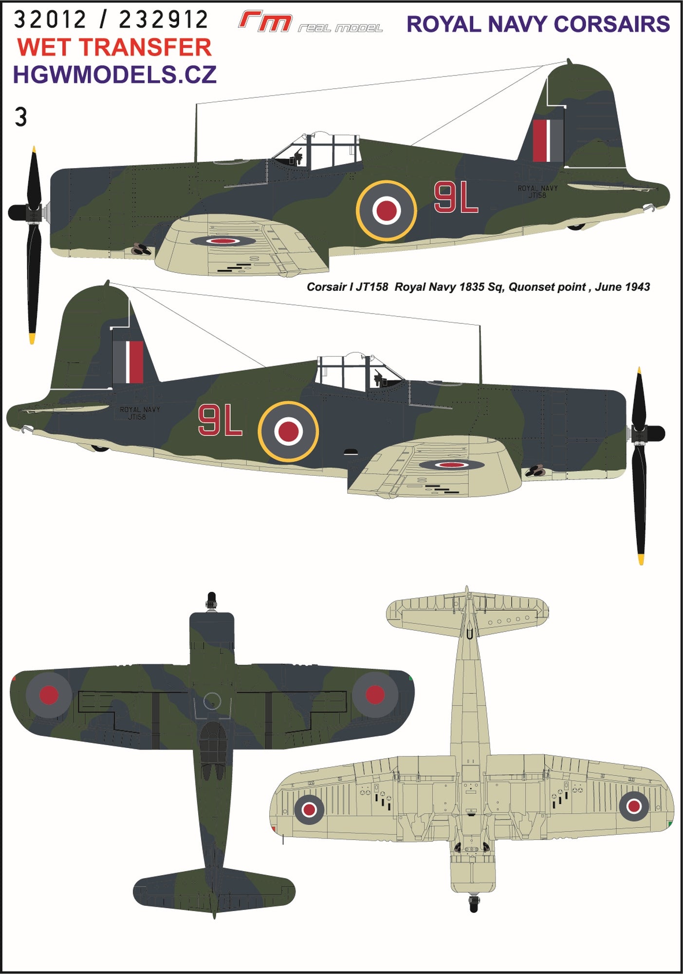 HGW 232912 1:32 Royal Navy Corsairs - Markings