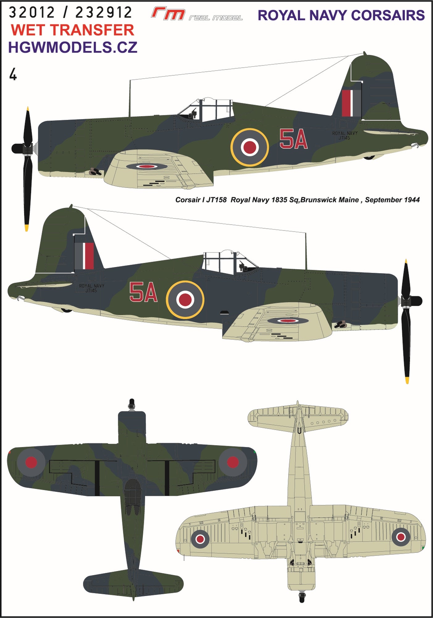 HGW 232912 1:32 Royal Navy Corsairs - Markings