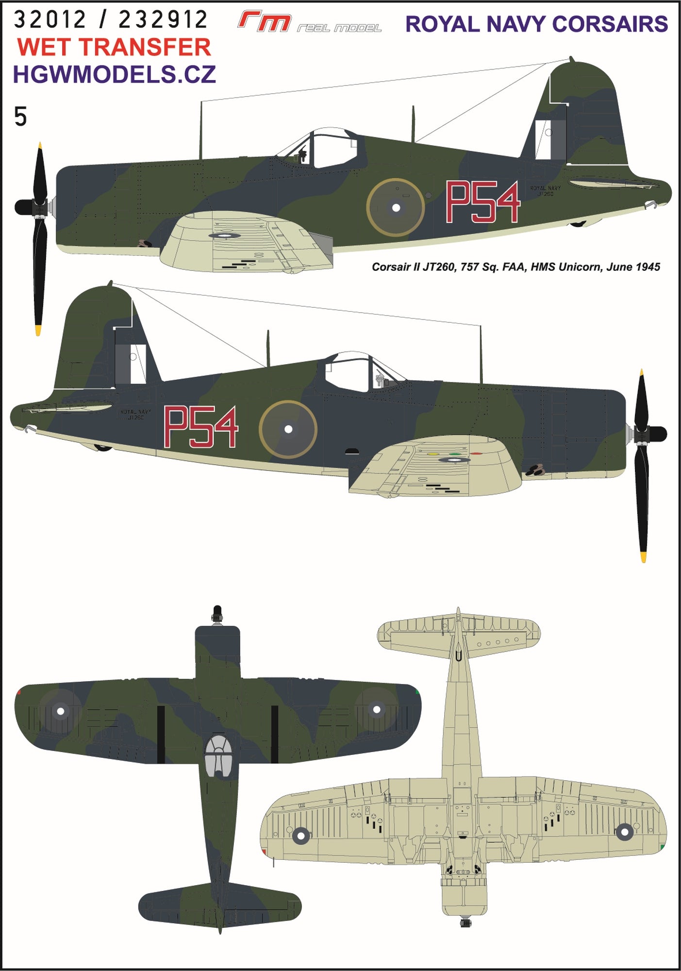 HGW 232912 1:32 Royal Navy Corsairs - Markings