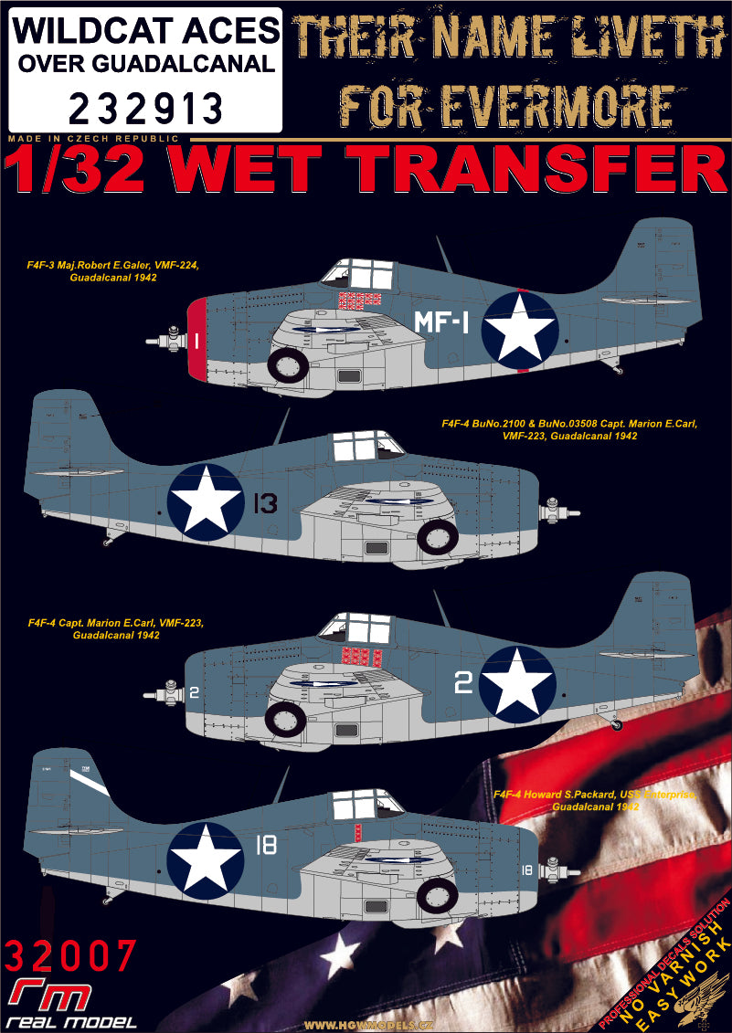 HGW 232913 1:32 Grumman F4F-3/F3F-4 Wilcat ACES over Guadalcanal