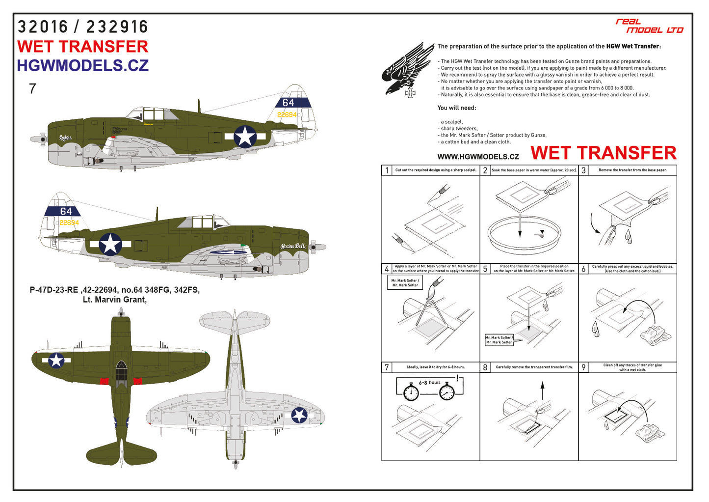 HGW 232916 1:32 Republic P-47D Thunderbolt Razorback Over New Guinea Pt.3