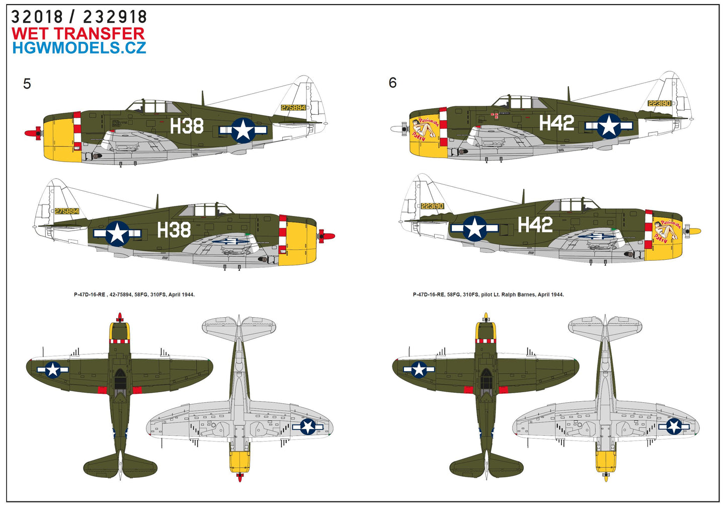 HGW 232918 1:32 Republic P-47D Thunderbolt Razorback 58th FG Over New Guinea