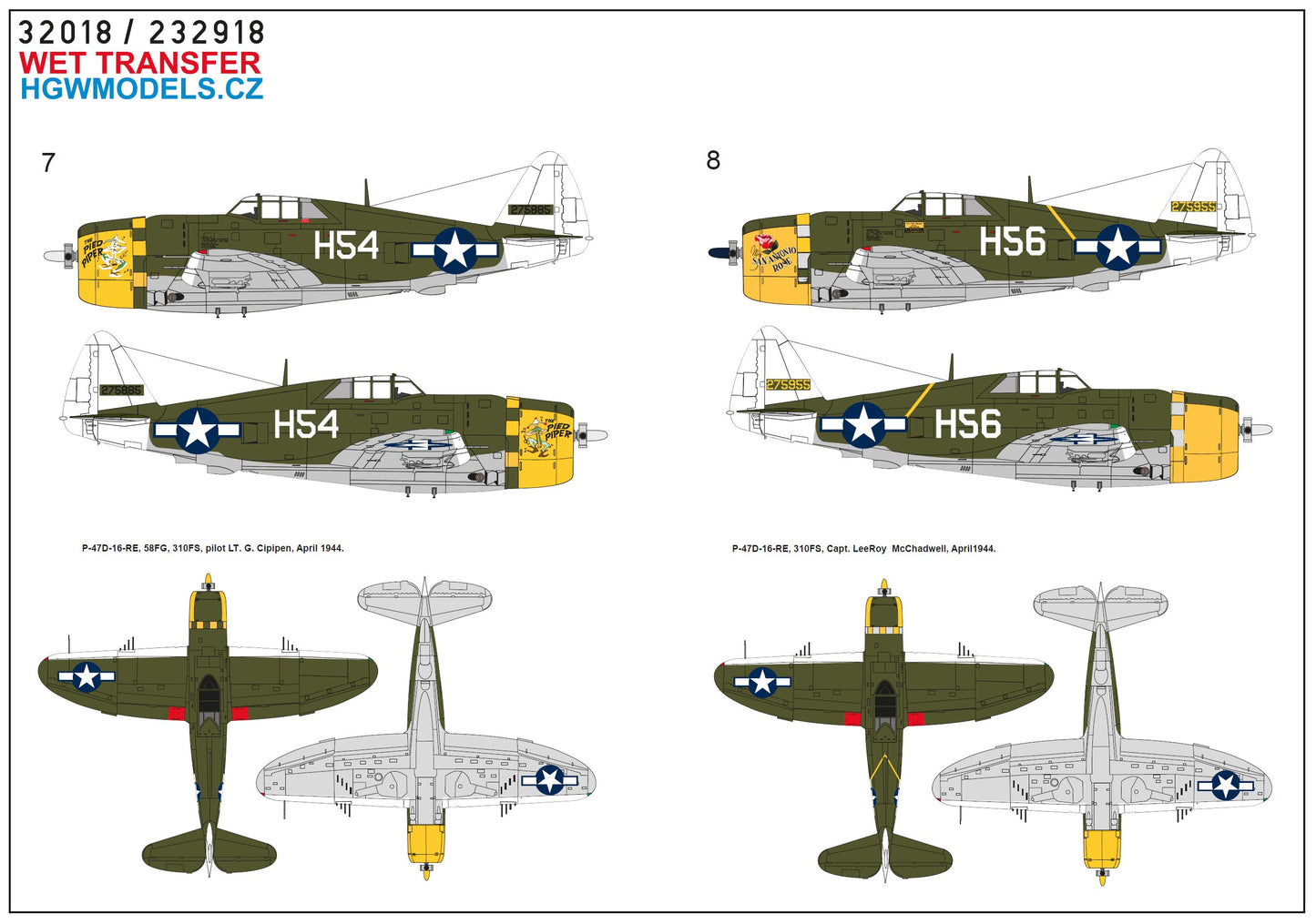 HGW 232918 1:32 Republic P-47D Thunderbolt Razorback 58th FG Over New Guinea