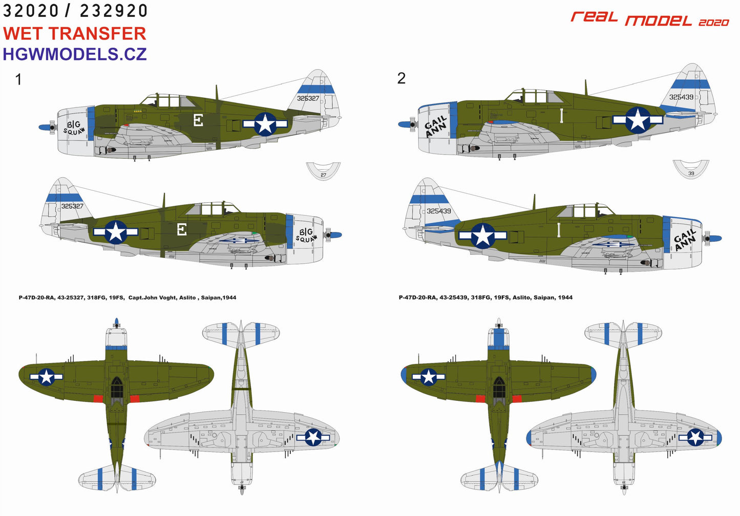 HGW 232920 1:32 Republic P-47D Thunderbolt Razorback over Saipan