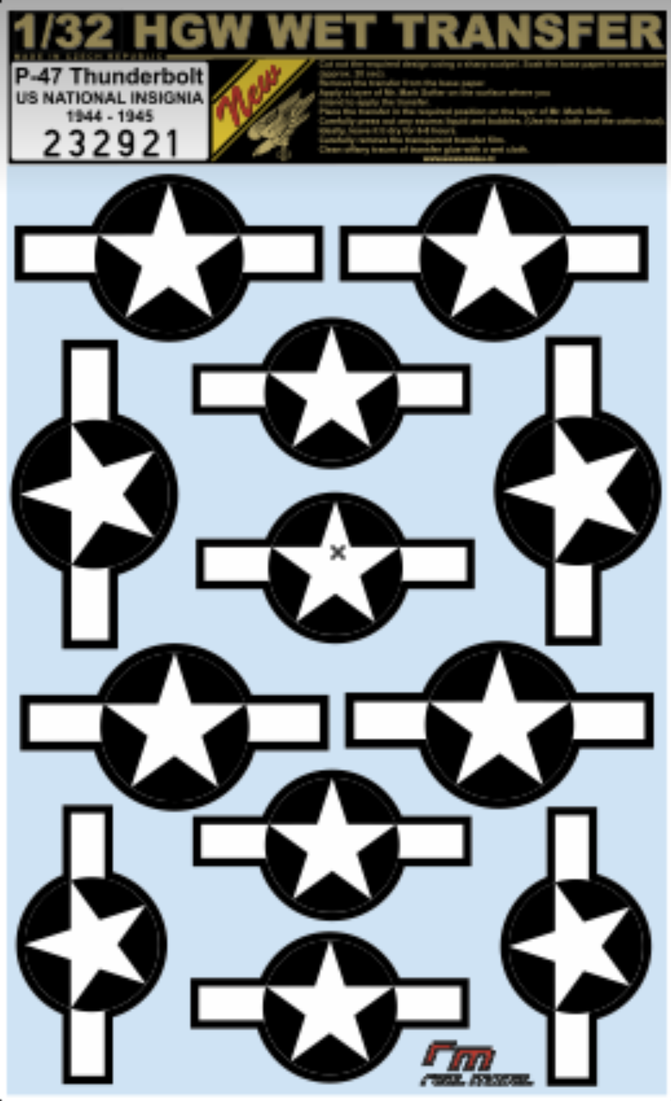 HGW 232921 1:32 Republic P-47D Thunderbolt National Insignia