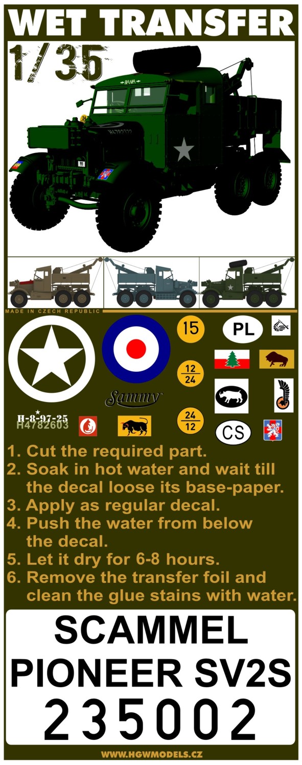 HGW 235002 1:35 Scammel Pioneer SV2S Stencils