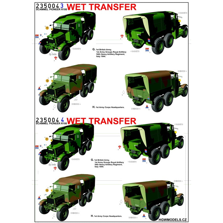 HGW 235004 1:35 Scammell Pioneer R100 Artillery Tractor Stencils