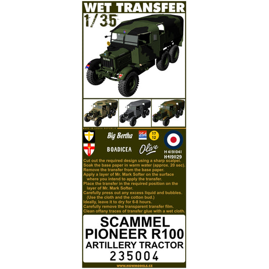 HGW 235004 1:35 Scammell Pioneer R100 Artillery Tractor Stencils