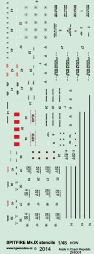 HGW 248001 1:48 Supermarine Spitfire Mk.IXc Stencils