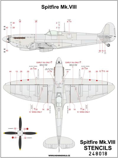 HGW 248018 1:48 Supermarine Spitfire Mk.VIII Stencils