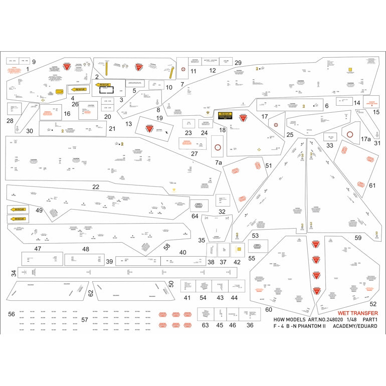 HGW 248020 1:48 McDonnell F-4B/N Phantom Stencils on Segments/Panels
