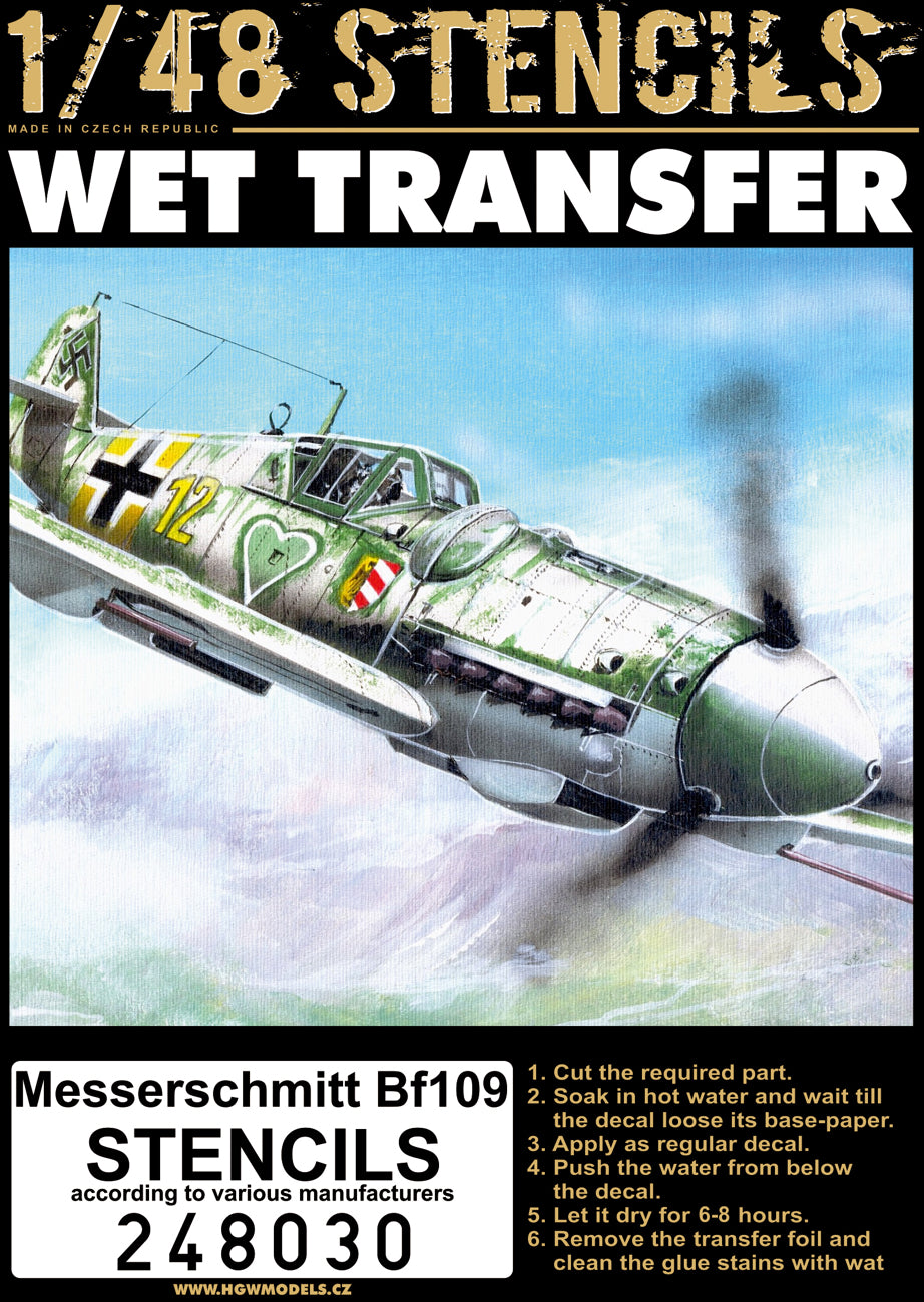 HGW 248030 1:48 Messerschmitt Bf-109 Stencils