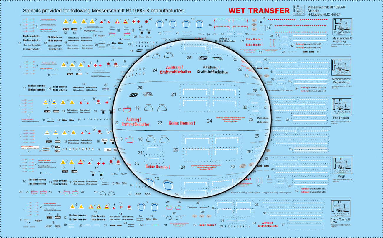 HGW 248030 1:48 Messerschmitt Bf-109 Stencils