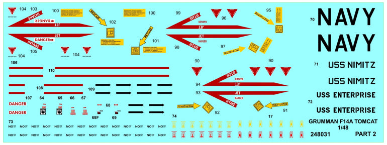 HGW 248031 1:48 Grumman F-14A Tomcat Stencils + RBF Stencils + Both Sided RBF Wet Transfers