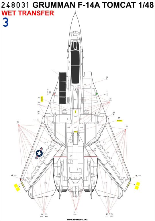 HGW 248031 1:48 Grumman F-14A Tomcat Stencils + RBF Stencils + Both Sided RBF Wet Transfers