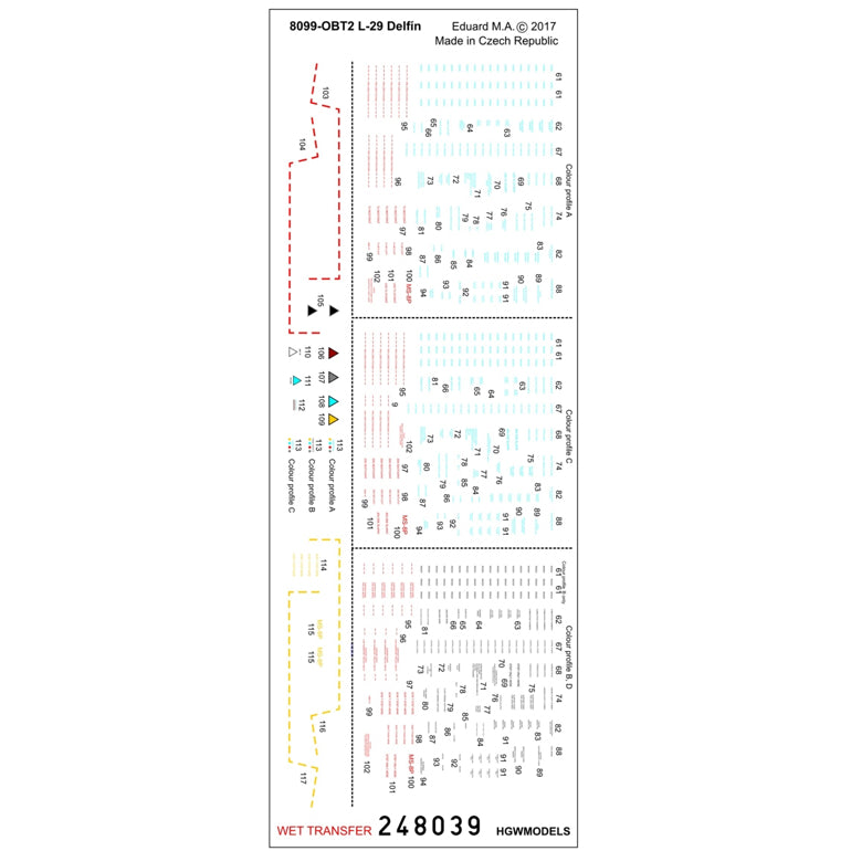 HGW 248040 1:48 Aero L-29 Delfin Markings and Stencils