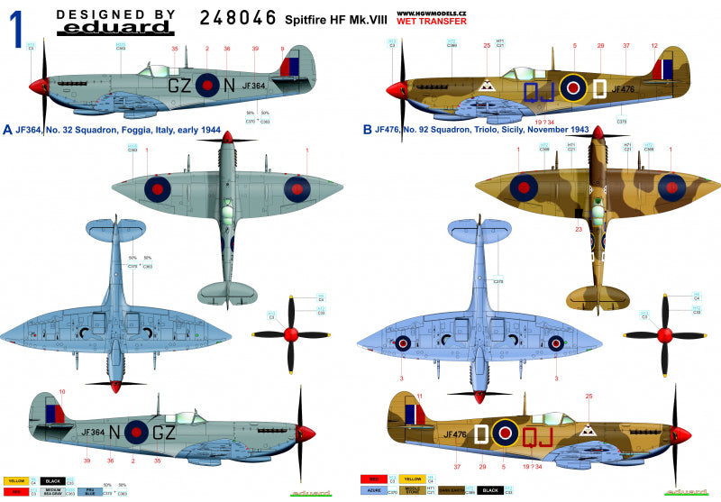 HGW 248046 1:48 Supermarine Spitfire HF Mk.VIII - Markings 1