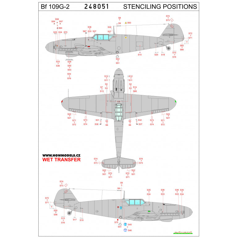 HGW 248051 1:48 Messerschmitt Bf-109G-2 - Stencils