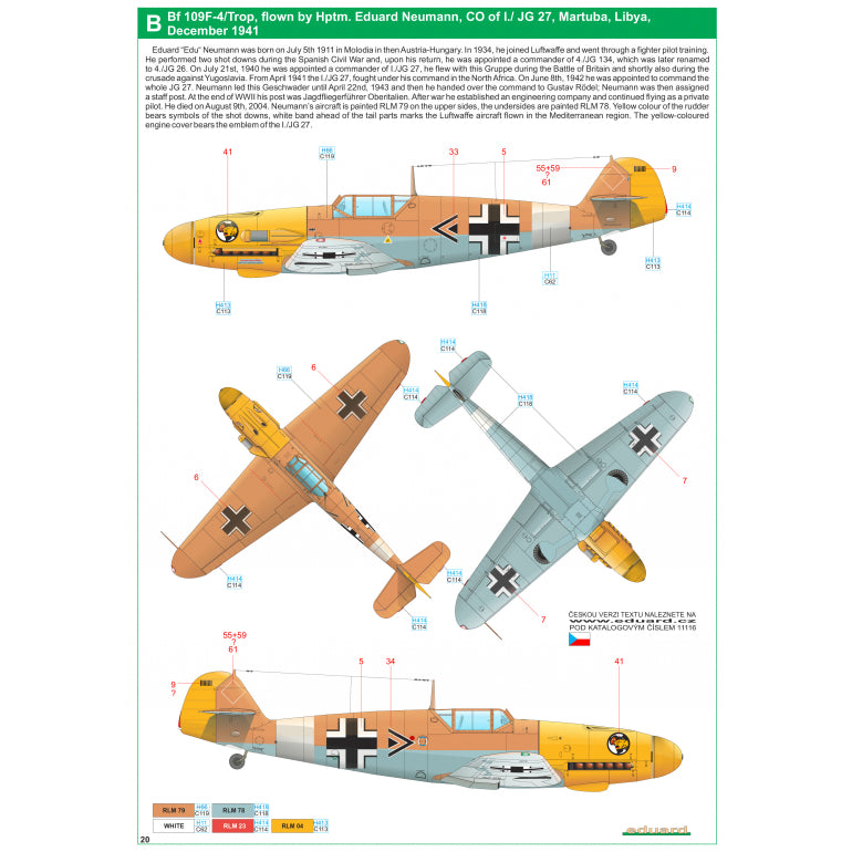 HGW 248052 1:48 Messerschmitt Bf-109 - Stencils & Markings