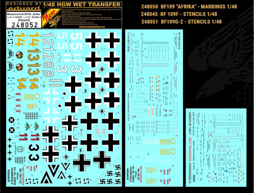 HGW 248052 1:48 Messerschmitt Bf-109 - Stencils & Markings