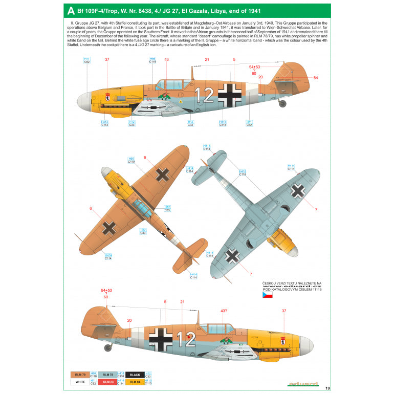 HGW 248052 1:48 Messerschmitt Bf-109 - Stencils & Markings