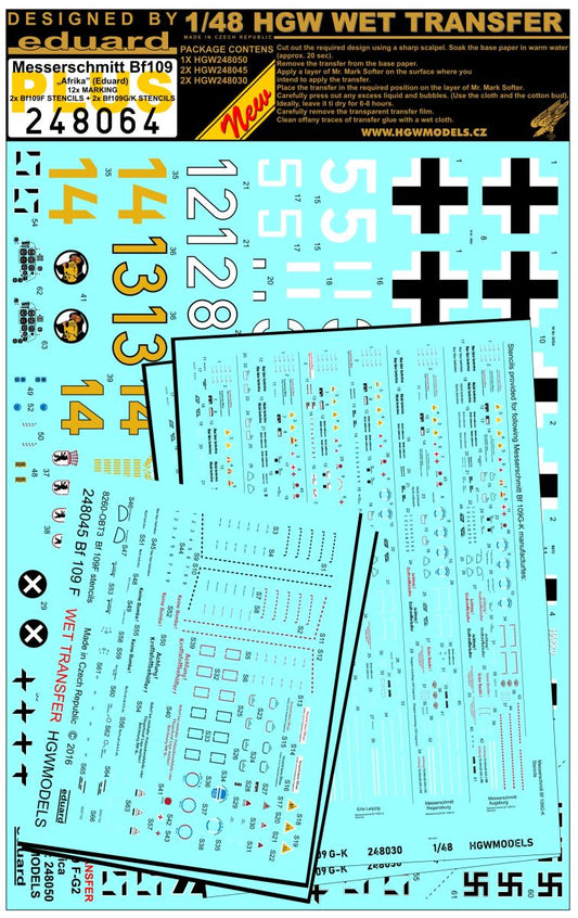 HGW 248064 1:48 Messerschmitt Bf-109 'Afrika' - PLUS - Stencil & Markings