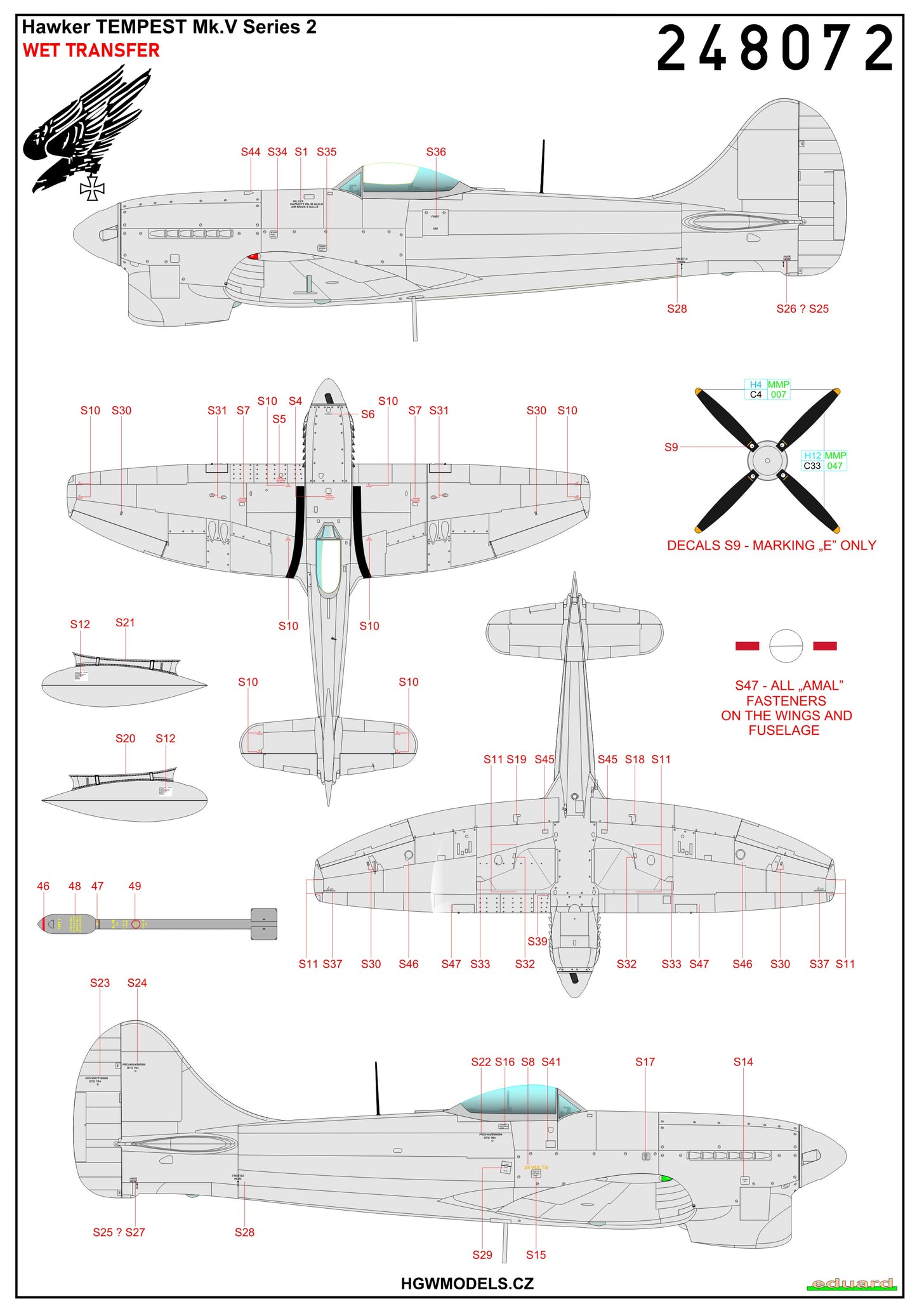 HGW 248072 1:48 Hawker Tempest Mk.V Series 2 - Stencils