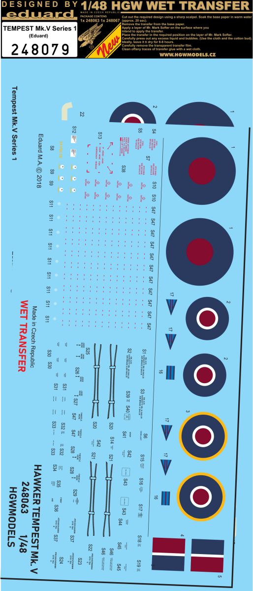 HGW 248079 1:48 Hawker Tempest Mk.V Series 1 Wet Transfers