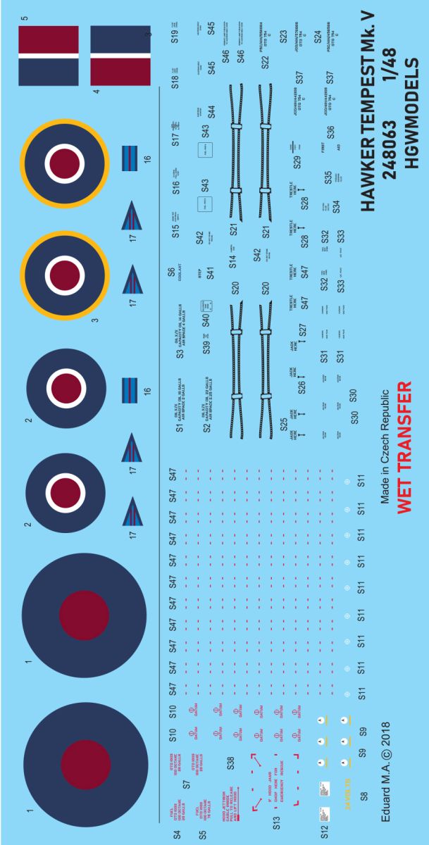 HGW 248079 1:48 Hawker Tempest Mk.V Series 1 Wet Transfers