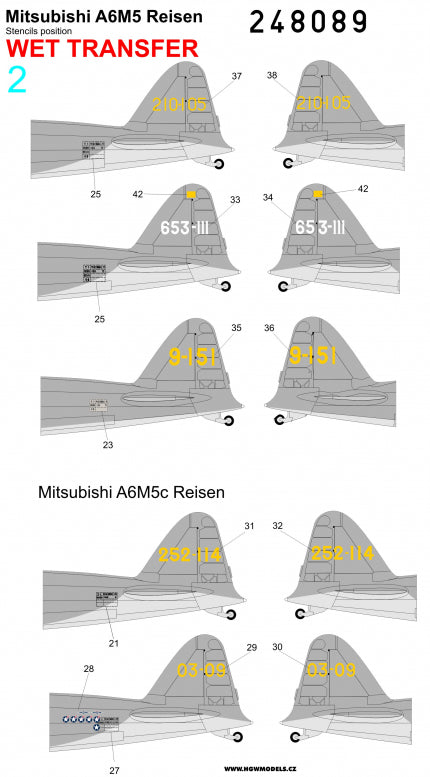 HGW 248089 1:32 Mitsubishi A6M5 'Zero' - Markings + Stencils