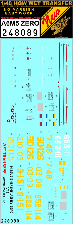 HGW 248089 1:32 Mitsubishi A6M5 'Zero' - Markings + Stencils