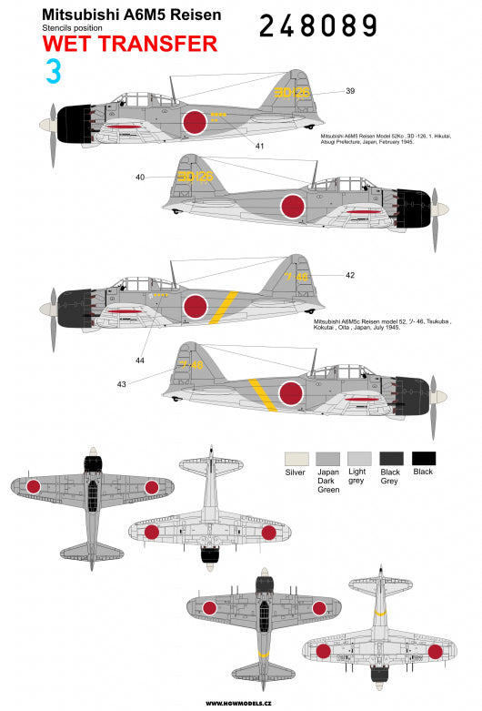 HGW 248089 1:32 Mitsubishi A6M5 'Zero' - Markings + Stencils