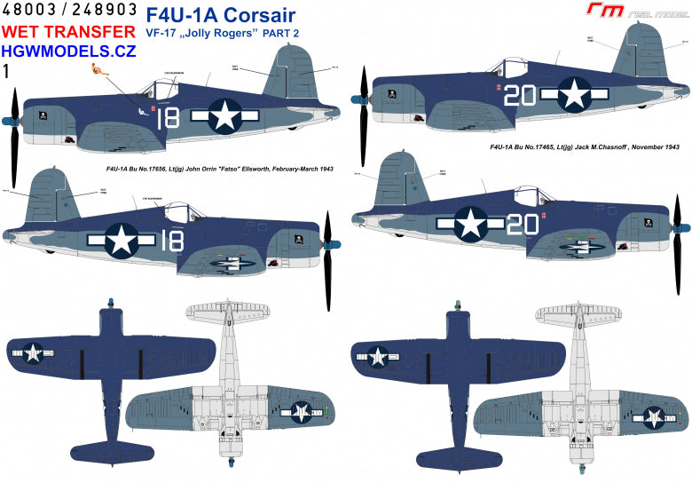 HGW 248903 1:48 Vought F4U-1A Corsair VF-17 'Jolly Rogers' - Part 2