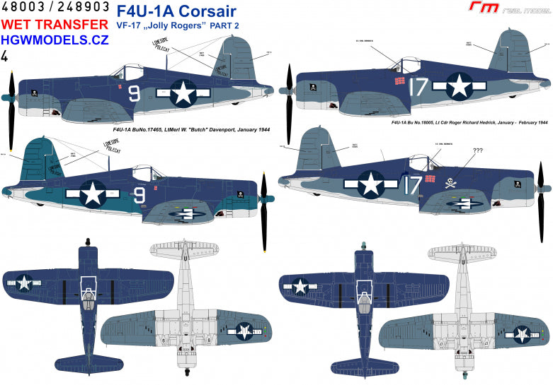 HGW 248903 1:48 Vought F4U-1A Corsair VF-17 'Jolly Rogers' - Part 2