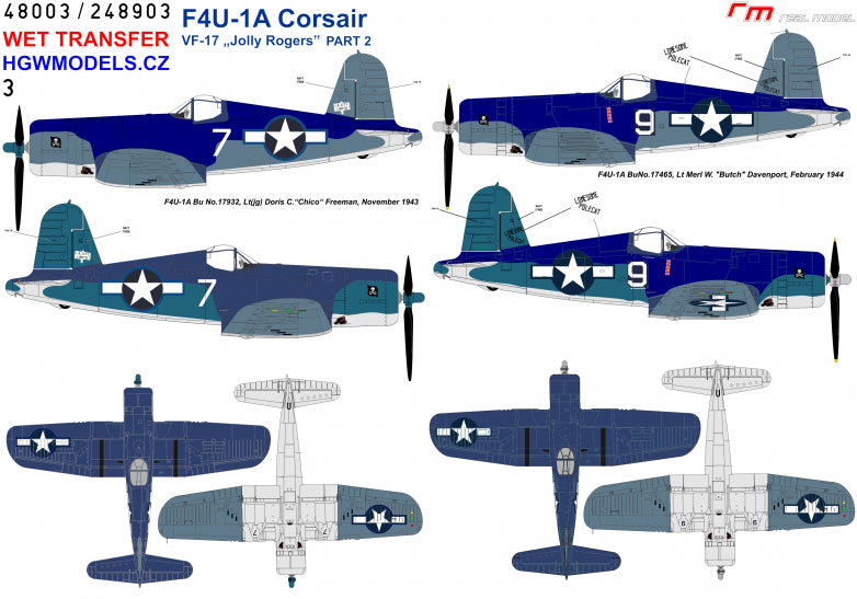 HGW 248903 1:48 Vought F4U-1A Corsair VF-17 'Jolly Rogers' - Part 2