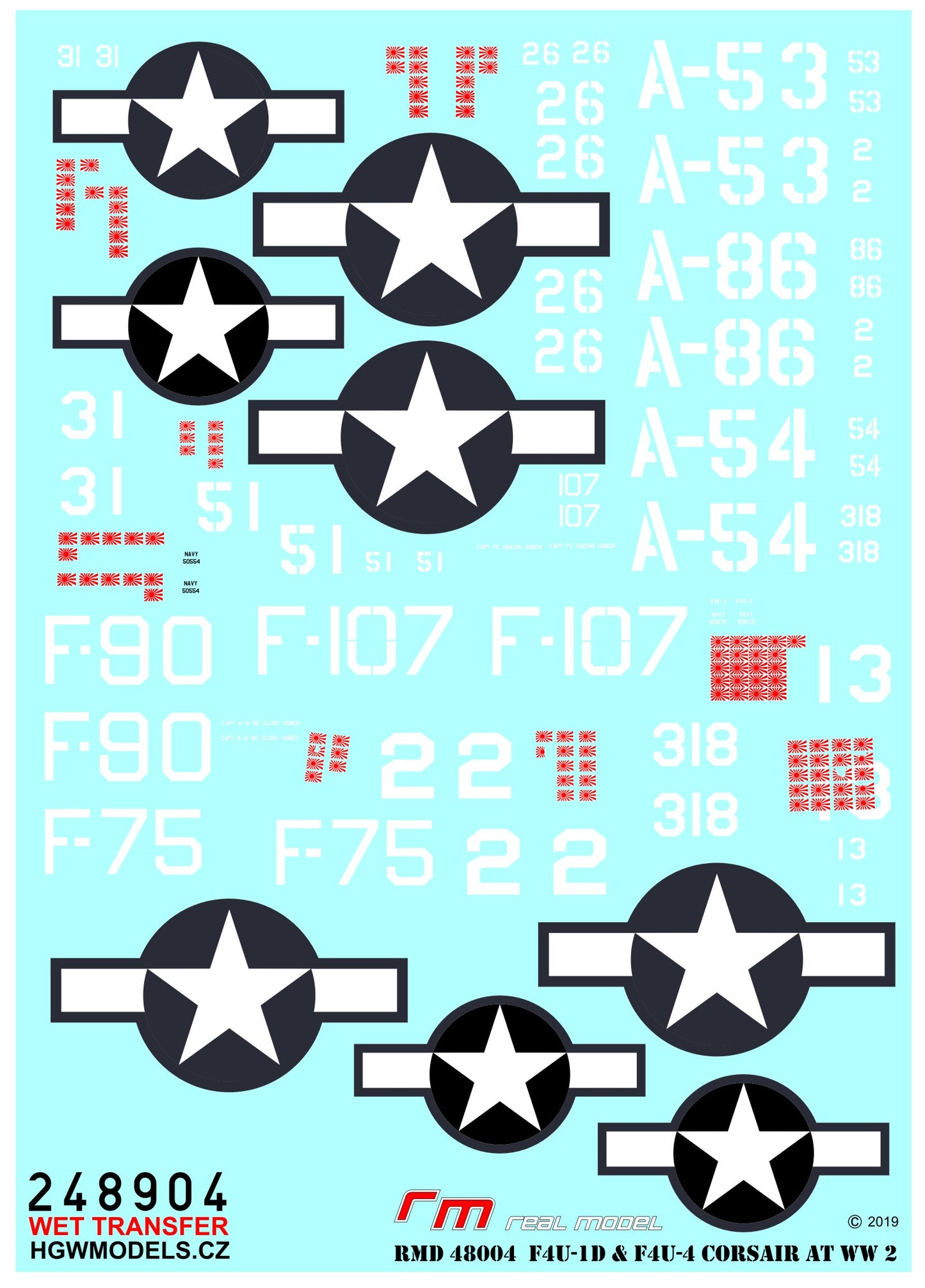 HGW 248904 1:48 Vought F4U-1D / F4U-4 Corsair WWII - Markings