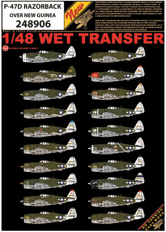 HGW 248906 1:48 Republic P-47D Razorback Over New Guinea Markings