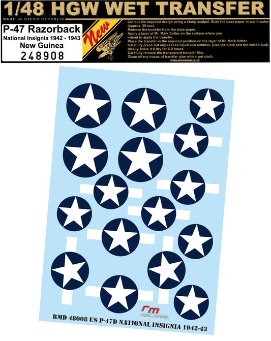 HGW 248908 1:48 Republic P-47D Thunderbolt National Insignia 1942-1943