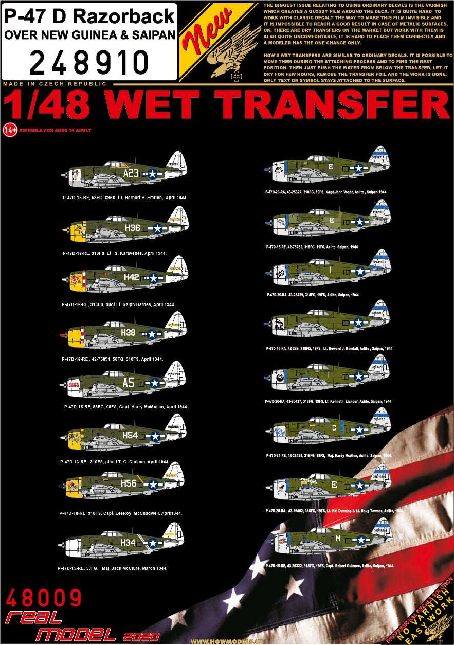 HGW 248910 1:48 Republic P-47D Thunderbolt Razorback Over New Guinea & Saipan