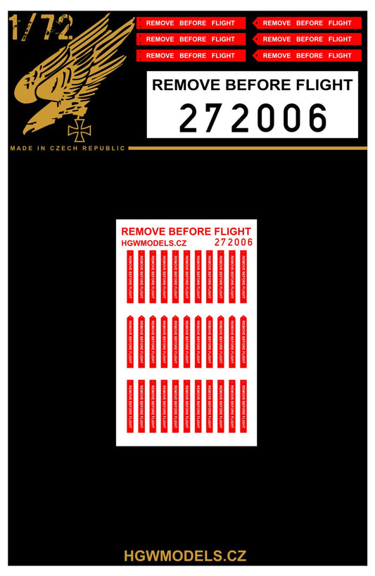 HGW 272006 1:72 Remove Before Flight - US (Both sides printed) Easy Belts