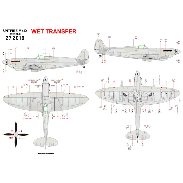 HGW 272018 1:72 Supermarine Spitfire Mk.IXc/Mk.IXe - Stencils